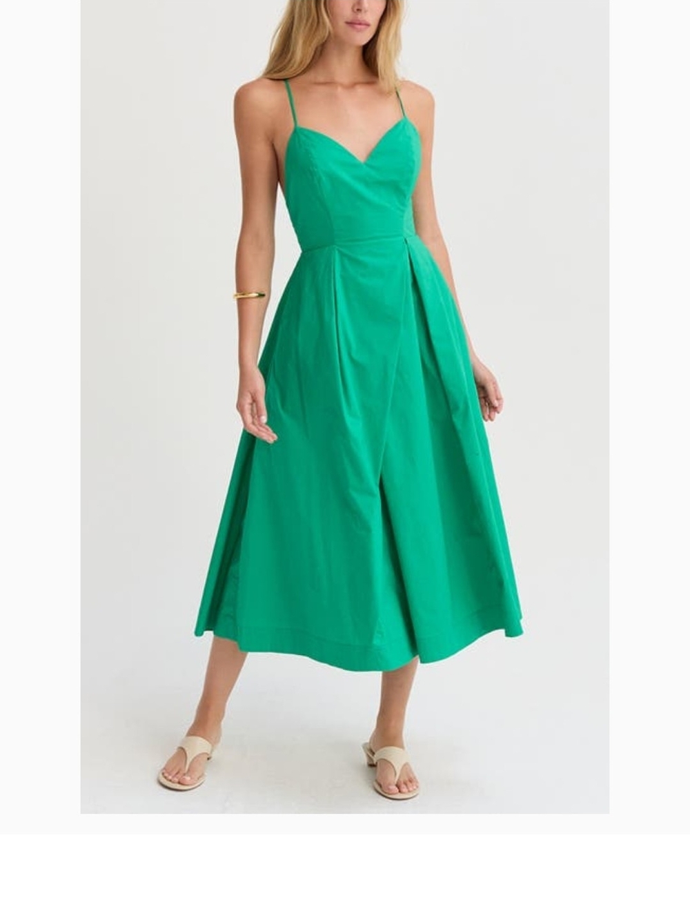 Crescent Emerald Green Spaghetti-Strap Midi Dress